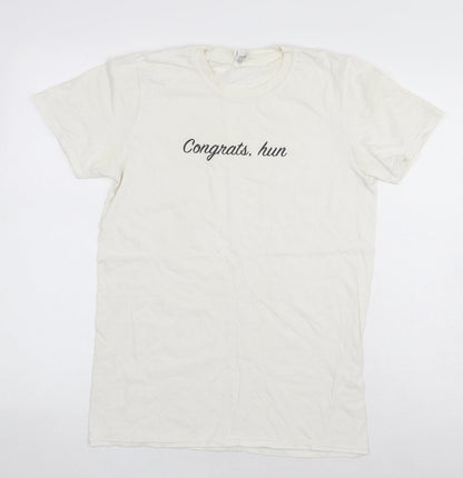 Womens UK Size S Preworn White Basic T-Shirt
