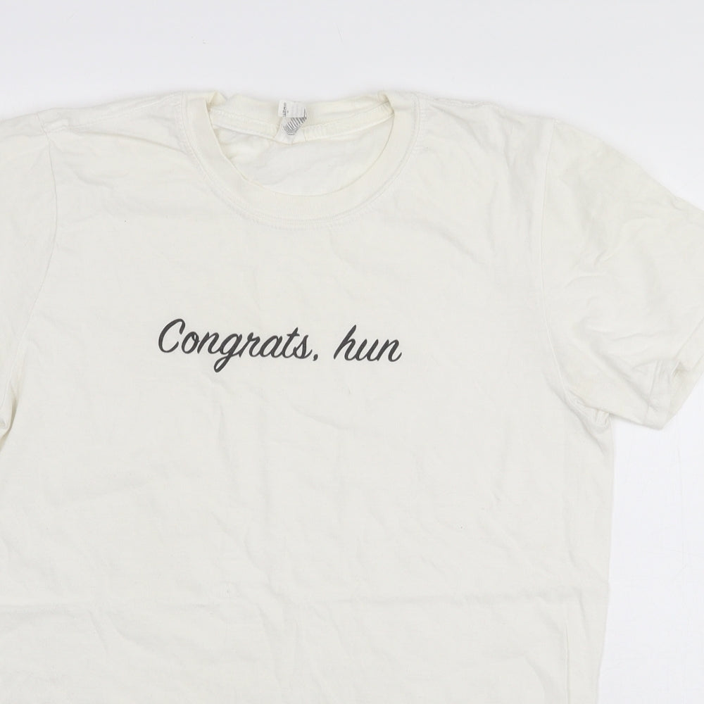 Womens UK Size S Preworn White Basic T-Shirt