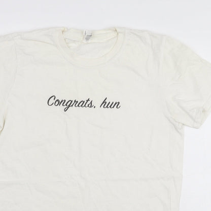 Womens UK Size S Preworn White Basic T-Shirt