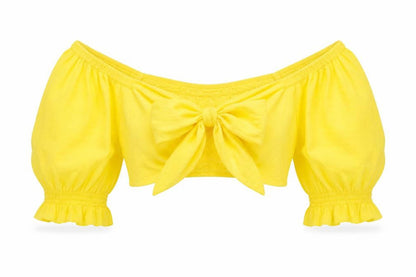 Boohoo Womens Yellow 100% Cotton Basic Blouse Size 10 V-Neck