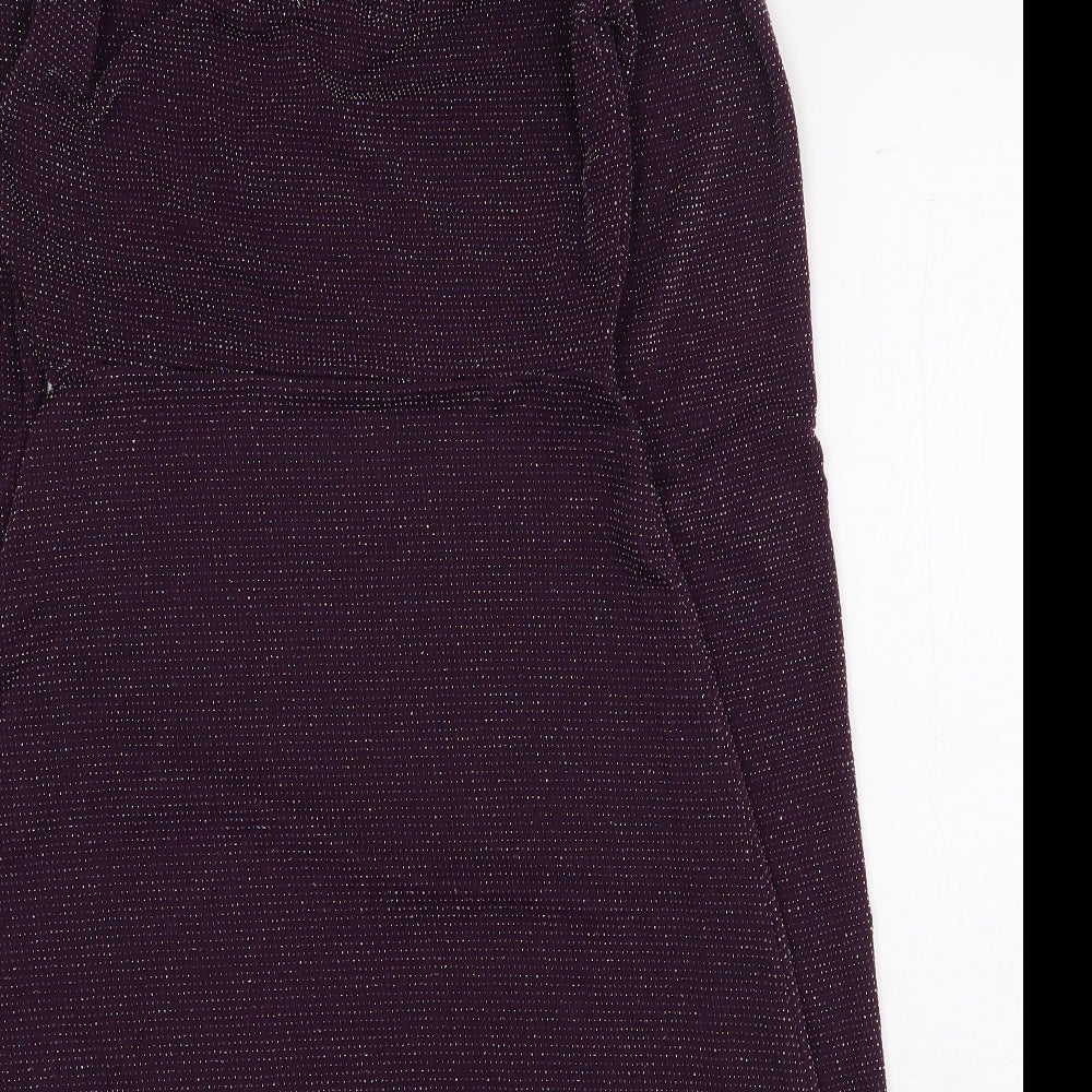 Pull&Bear Womens Purple Polyamide A-Line Size S V-Neck Pullover