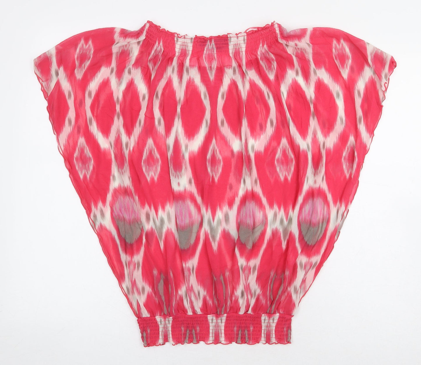INC International Concepts Womens Pink Geometric Nylon Basic Blouse Size S Boat Neck
