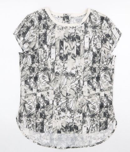 H&M Womens Multicoloured Floral Polyester Basic Blouse Size 8 Scoop Neck