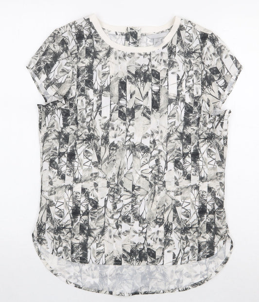 H&M Womens Multicoloured Floral Polyester Basic Blouse Size 8 Scoop Neck