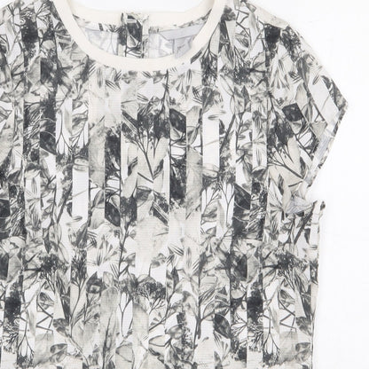H&M Womens Multicoloured Floral Polyester Basic Blouse Size 8 Scoop Neck