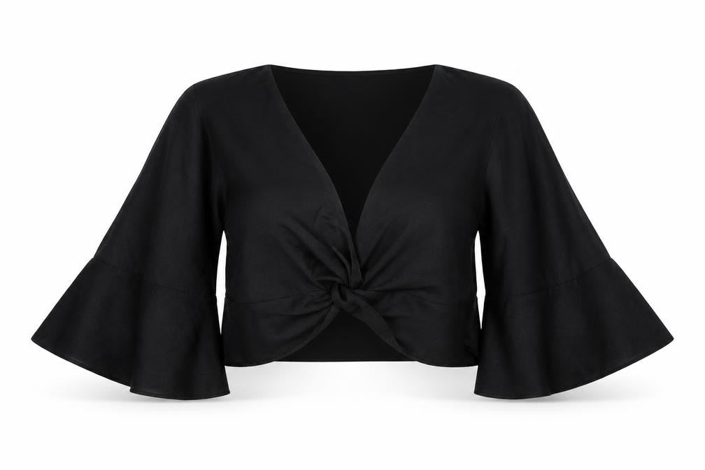 Womens UK Size S Zara Black Cropped Blouse