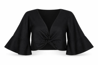 Womens UK Size S Zara Black Cropped Blouse