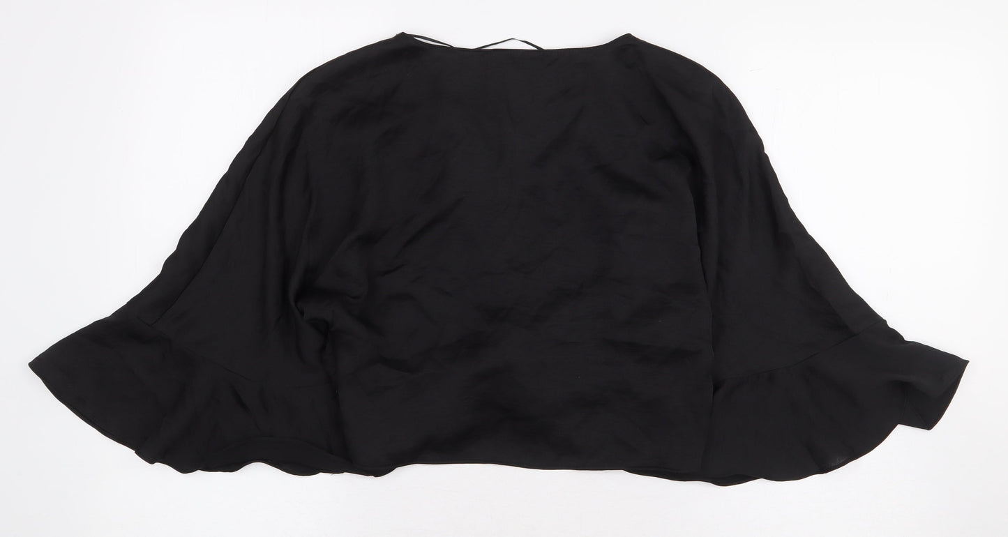 Womens UK Size S Zara Black Cropped Blouse