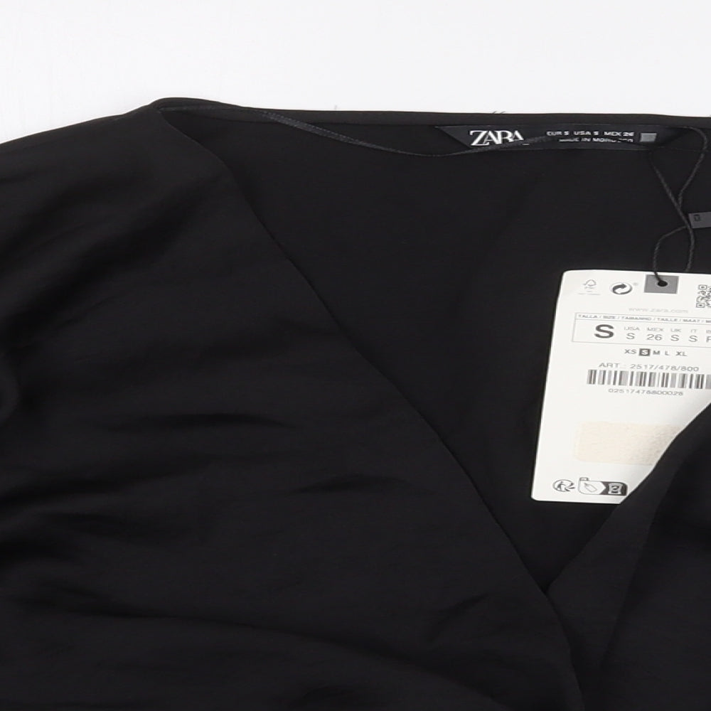 Womens UK Size S Zara Black Cropped Blouse