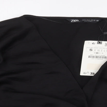Womens UK Size S Zara Black Cropped Blouse