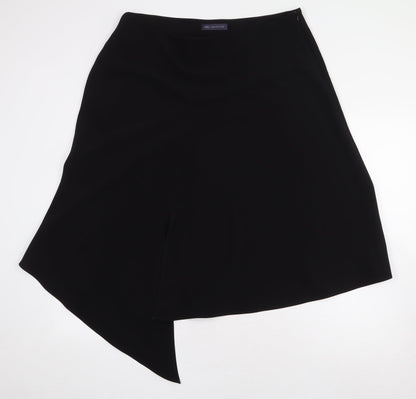 Marks and Spencer Womens Black Polyester A-Line Skirt Size 18 Zip - Asymmetric