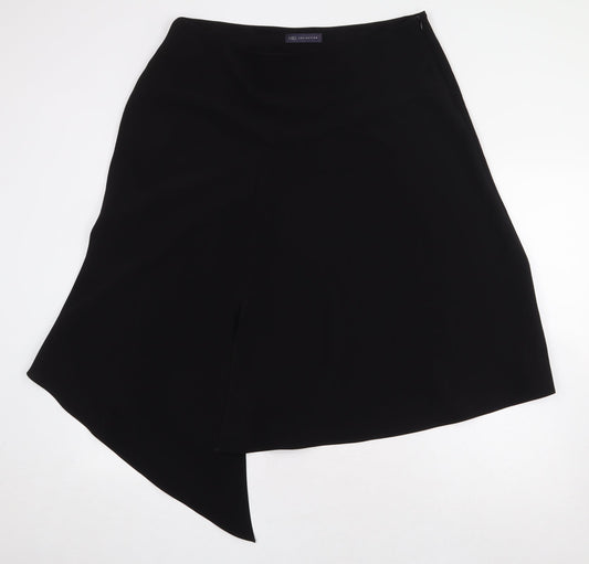 Marks and Spencer Womens Black Polyester A-Line Skirt Size 18 Zip - Asymmetric