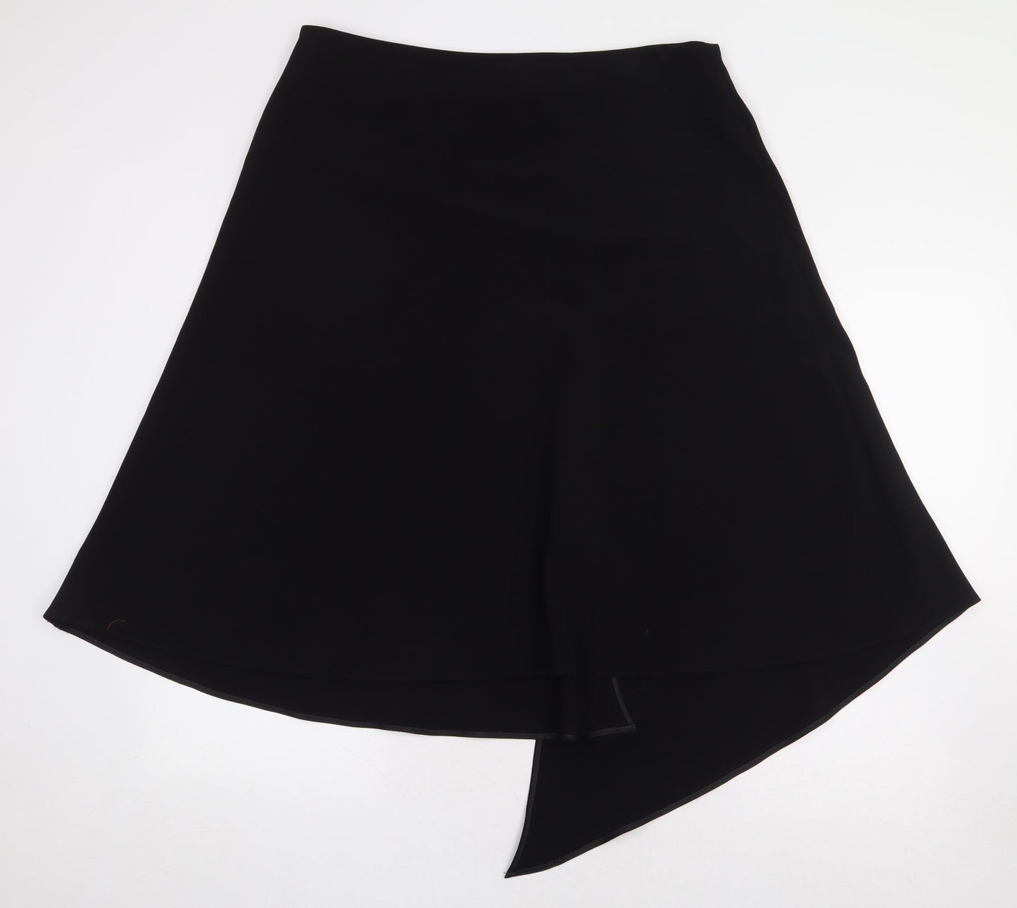 Marks and Spencer Womens Black Polyester A-Line Skirt Size 18 Zip - Asymmetric