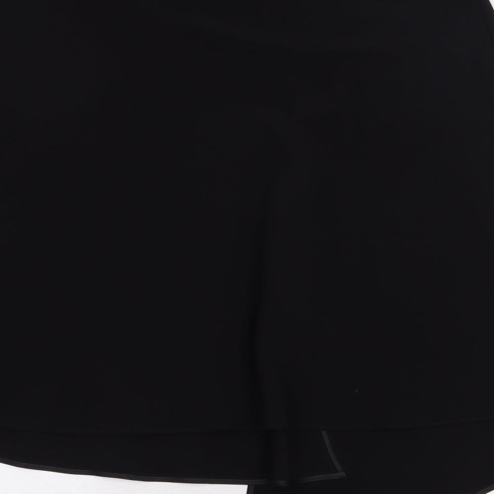 Marks and Spencer Womens Black Polyester A-Line Skirt Size 18 Zip - Asymmetric