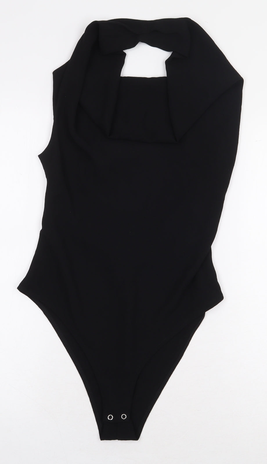 Zara Womens Black Polyester Bodysuit One-Piece Size S Snap - Back Cut Out Detail