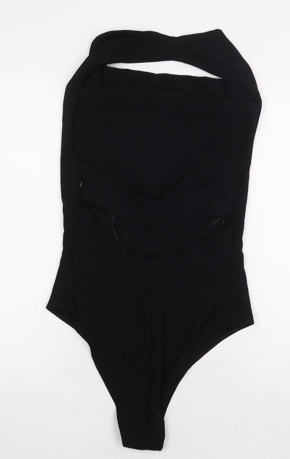 Zara Womens Black Polyester Bodysuit One-Piece Size S Snap - Back Cut Out Detail