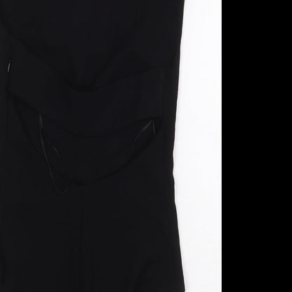 Zara Womens Black Polyester Bodysuit One-Piece Size S Snap - Back Cut Out Detail