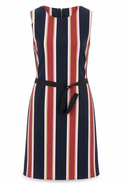 Topshop Womens Black Striped Polyester Sheath Size 8 Round Neck Zip