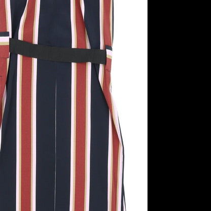 Topshop Womens Black Striped Polyester Sheath Size 8 Round Neck Zip