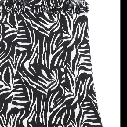 Boohoo Womens Black Animal Print Polyester Tank Dress Size 10 Sweetheart Button
