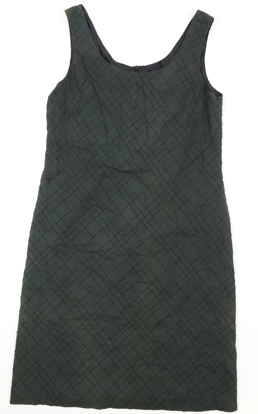 MAX&Co. Womens Green Geometric Polyester Tank Dress Size 48 Scoop Neck Zip