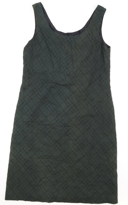 MAX&Co. Womens Green Geometric Polyester Tank Dress Size 48 Scoop Neck Zip