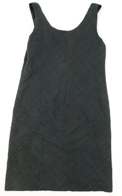 MAX&Co. Womens Green Geometric Polyester Tank Dress Size 48 Scoop Neck Zip