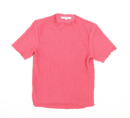 NEXT Womens Pink Polyester Basic T-Shirt Size 12 Round Neck