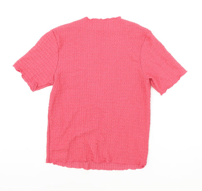 NEXT Womens Pink Polyester Basic T-Shirt Size 12 Round Neck