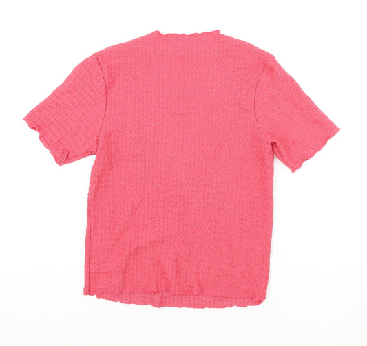 NEXT Womens Pink Polyester Basic T-Shirt Size 12 Round Neck