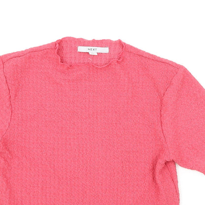 NEXT Womens Pink Polyester Basic T-Shirt Size 12 Round Neck