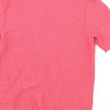 NEXT Womens Pink Polyester Basic T-Shirt Size 12 Round Neck