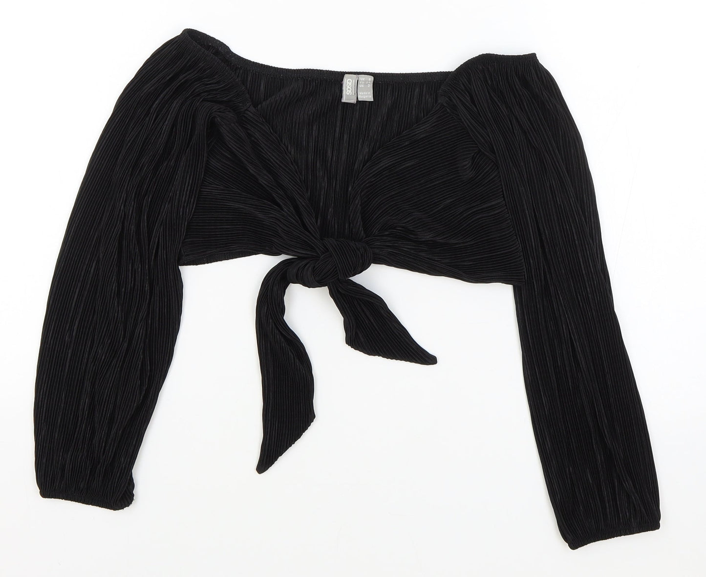 Womens UK Size 6 ASOS Black Cropped Blouse