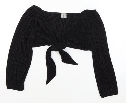 Womens UK Size 6 ASOS Black Cropped Blouse
