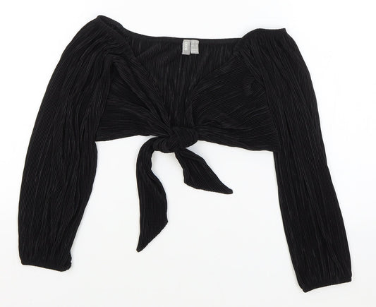 Womens UK Size 6 ASOS Black Cropped Blouse