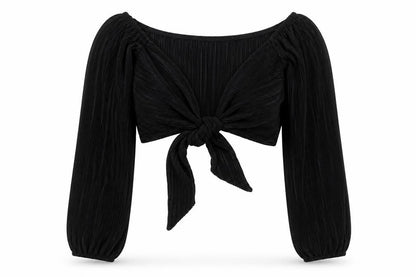 Womens UK Size 6 ASOS Black Cropped Blouse
