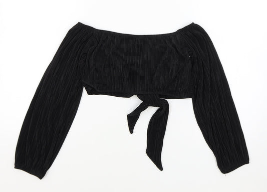 Womens UK Size 6 ASOS Black Cropped Blouse
