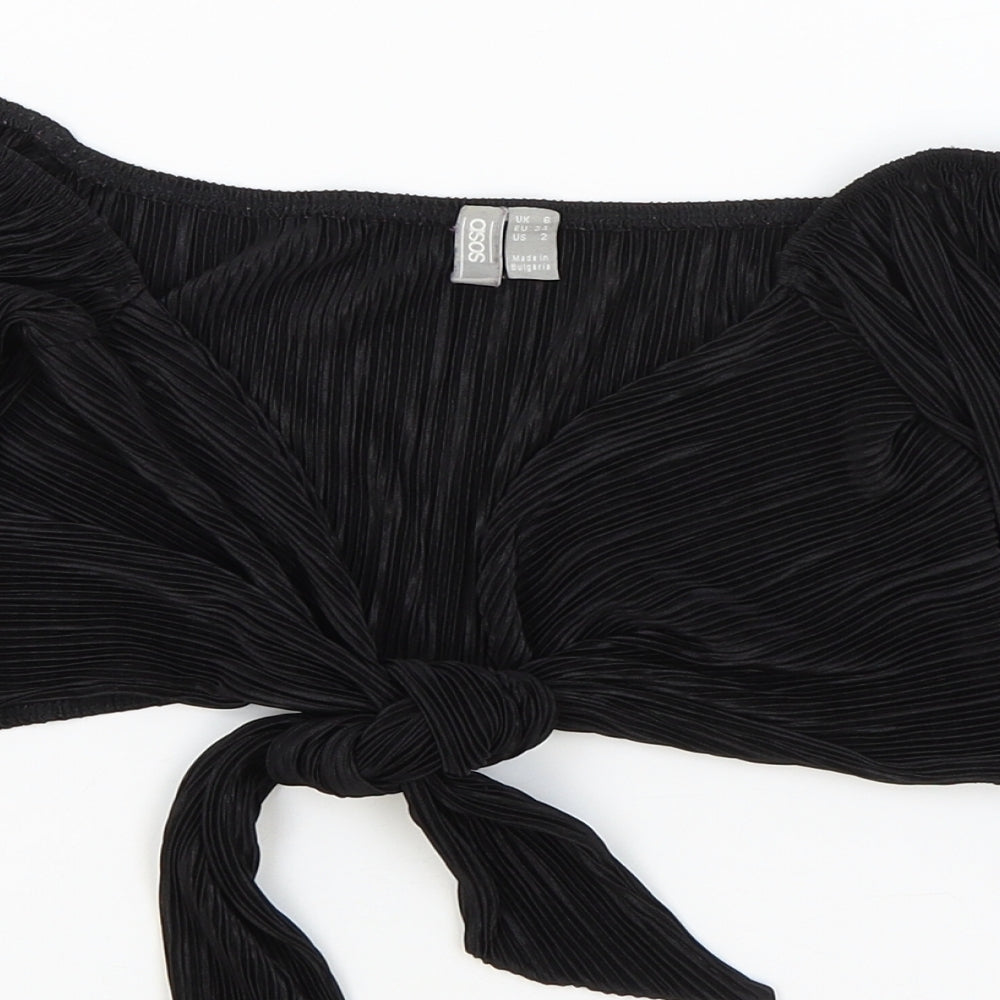 Womens UK Size 6 ASOS Black Cropped Blouse