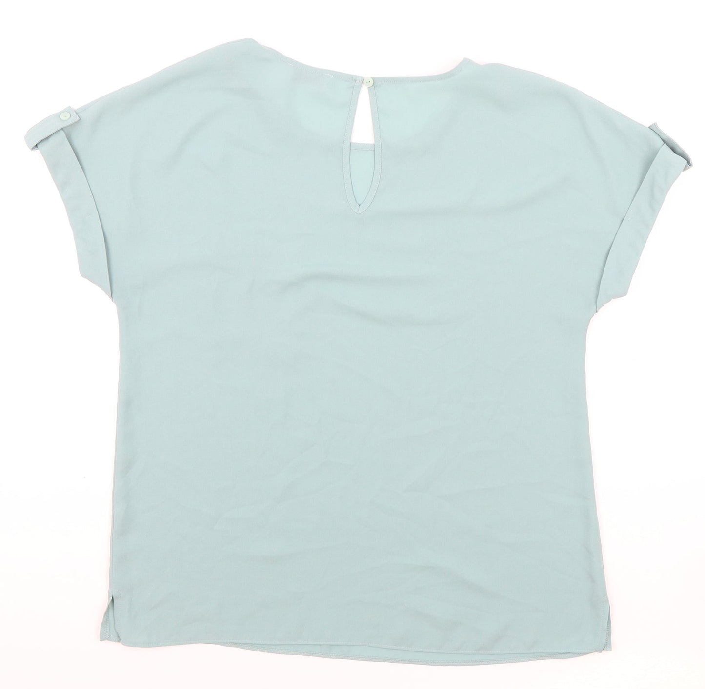 Papaya Womens Green Polyester Basic Blouse Size 10 Round Neck