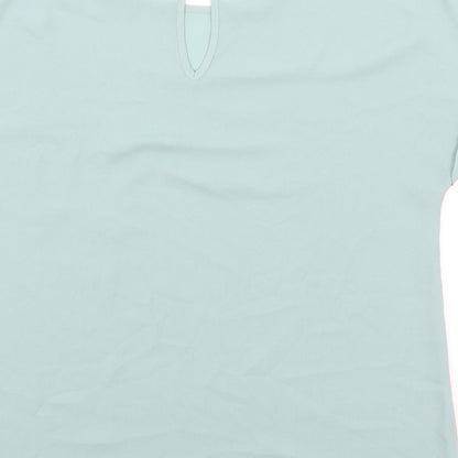 Papaya Womens Green Polyester Basic Blouse Size 10 Round Neck