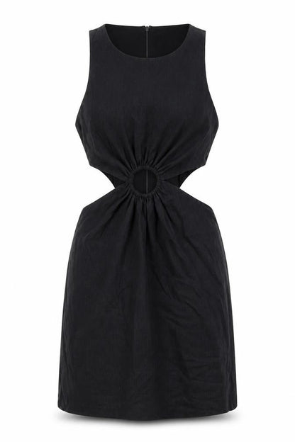 Zara Womens Black Viscose Bodycon Size 4 Scoop Neck Zip