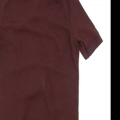 ASOS Womens Brown Polyester A-Line Size 10 Boat Neck Button