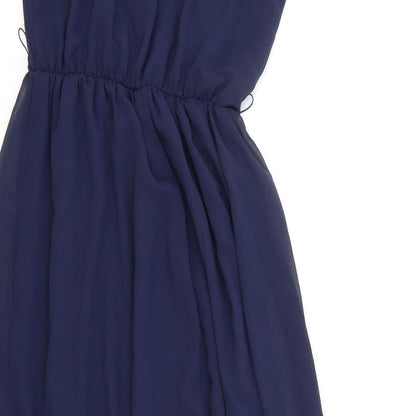 Zack Womens Blue Polyester Fit & Flare Size 8 V-Neck Pullover
