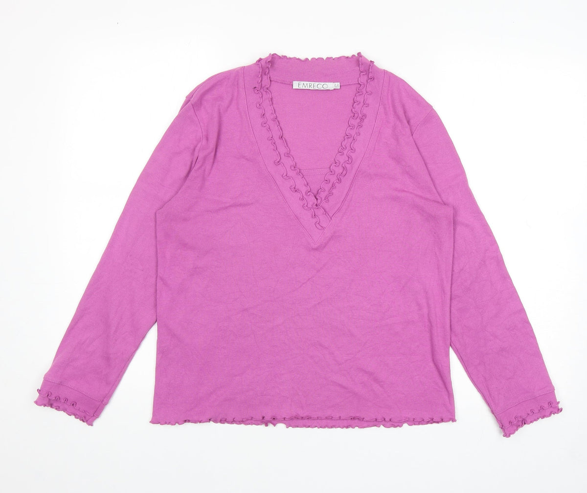 Emereco Womens Purple V-Neck Polyester Pullover Jumper Size 14