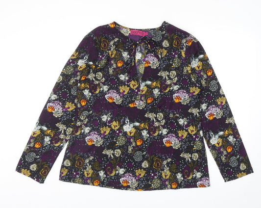Boohoo Womens Multicoloured Geometric Polyester Basic Blouse Size 12 Round Neck