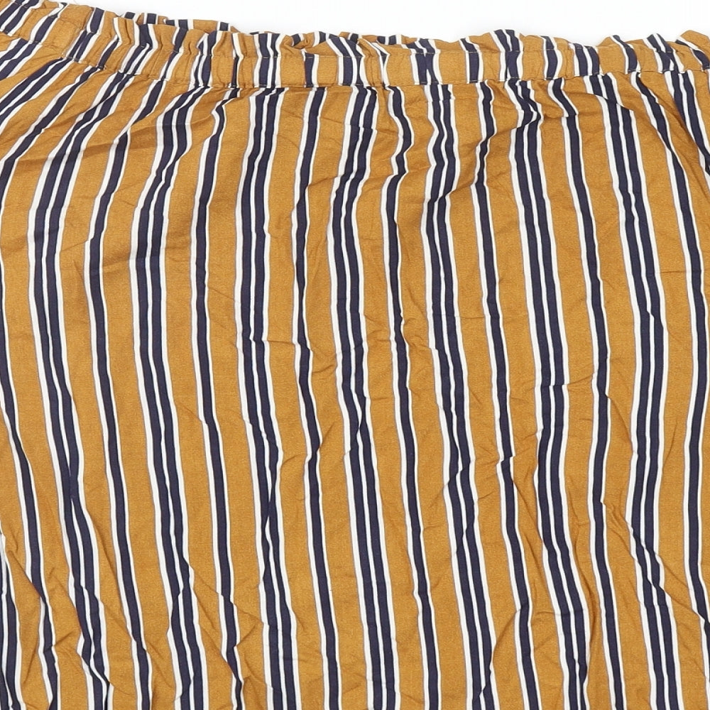 Papaya Womens Multicoloured Striped Viscose Basic Blouse Size 14 Off the Shoulder