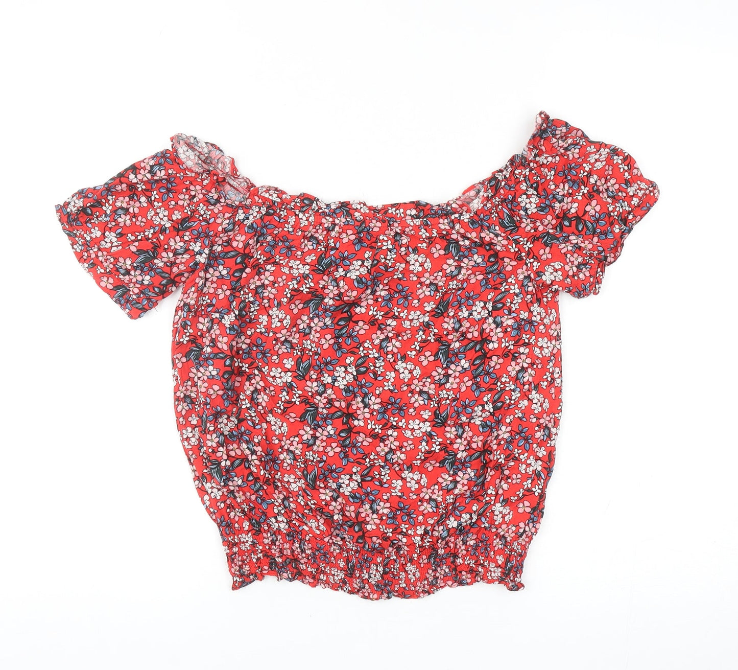 Womens UK Size 8 Oasis Red Cropped Blouse