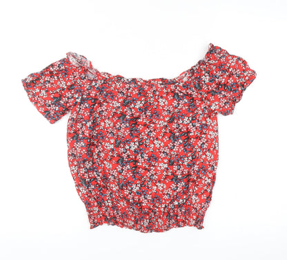 Womens UK Size 8 Oasis Red Cropped Blouse