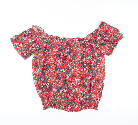 Womens UK Size 8 Oasis Red Cropped Blouse