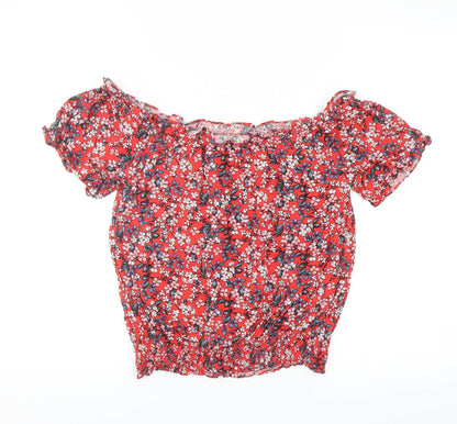 Womens UK Size 8 Oasis Red Cropped Blouse